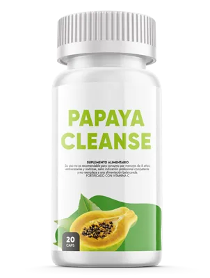 Envase de Papaya Cleanse, suplemento alimentario en cápsulas